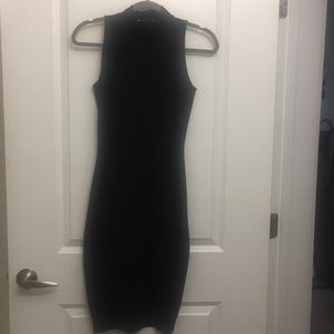 Cute black slim midi dress